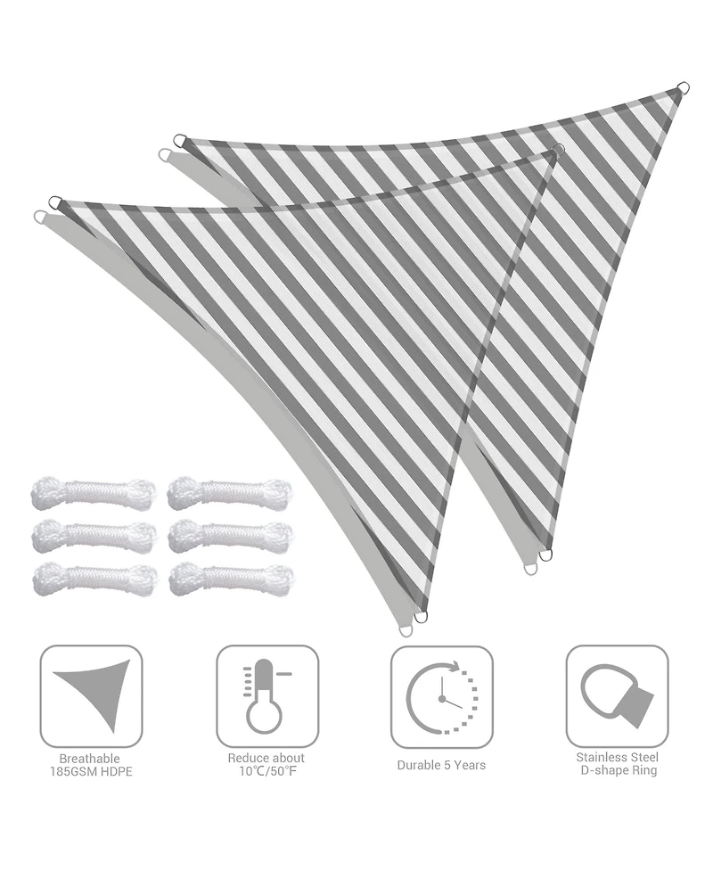2 Pack 7 Ft 97% Uv Block Hdpe Triangle Sun Shade Sail Canopy Outdoor Poolside