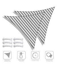 2 Pack 7 Ft 97% Uv Block Hdpe Triangle Sun Shade Sail Canopy Outdoor Poolside