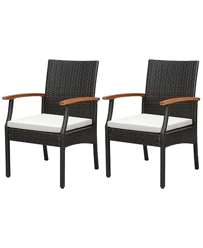 Sugift Set of 2 Patio Dining Chair with Soft Zippered Cushion