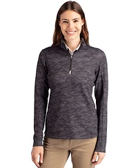 Cutter & Buck Women's Traverse Stretch Eco Camo Print Quarter Zip Pullover