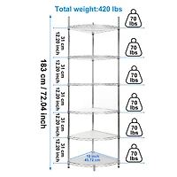 Streamdale Furniture 6-Tier Corner Wire Shelf - Chrome
