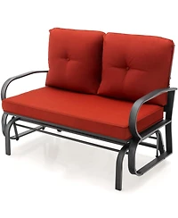 Sugift Patio 2-Person Glider Bench Rocking Loveseat with Cushioned Armrest