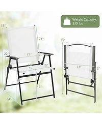 Sugift Set of 4 Patio Folding Chair with Rustproof Metal Frame