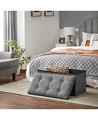 Slickblue Storage Ottoman Bench, 21 Gal. Folding Chest, Bed End Stool, Footstool With Breathable
