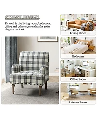 Ruarc Farmhouse Upholstered Armchair - Plaid Design Accent Chair