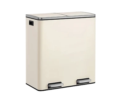 16 Gallon Dual Compartment Step Trash Can for Kitchen Waste and Recycling