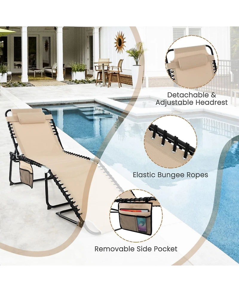 Inolait Sugift Foldable Recline Lounge Chair with Adjustable Backrest and Footrest