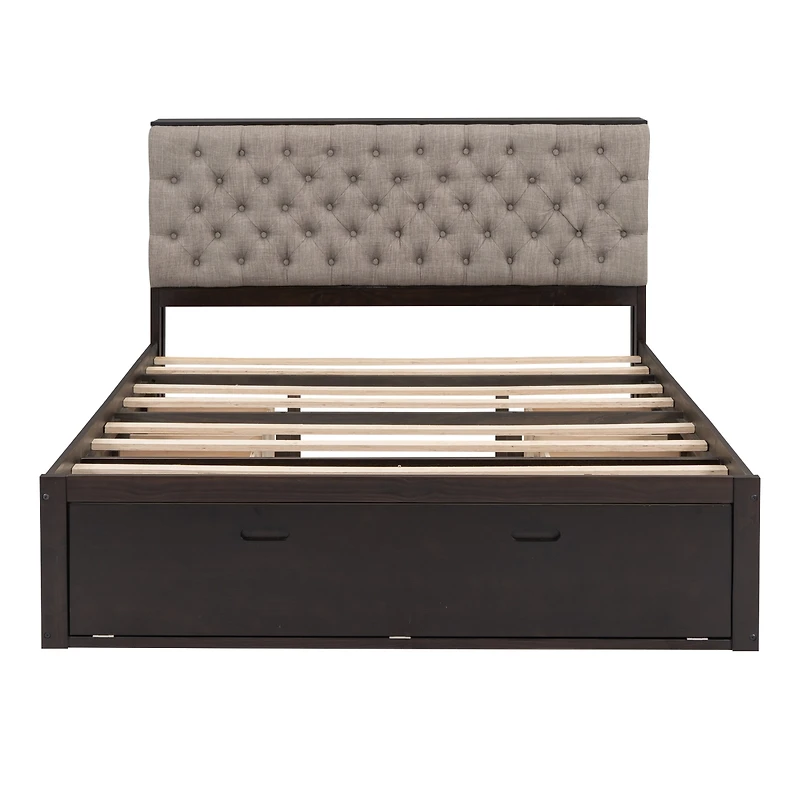 Streamdale Queen Platform Bed with Storage Headboard and Drawers