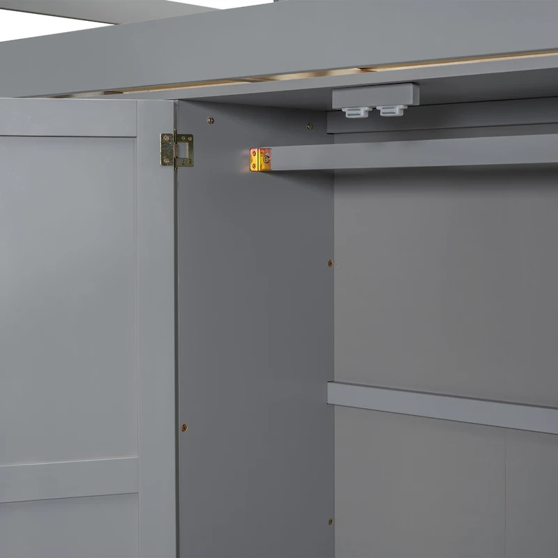 Streamdale Full White Loft Bed with Wardrobe, Desk, & Storage