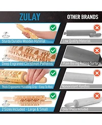 Wooden Carved Christmas Rolling Pin 2-Pc.