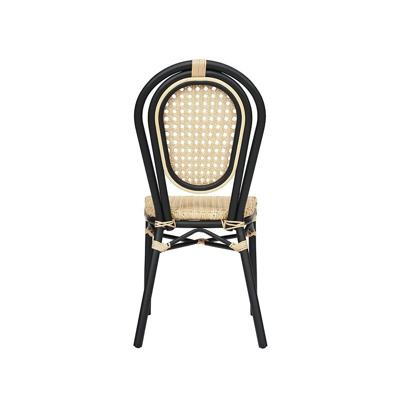 Merrick Lane Toulon Set Of Four Stacking Thonet Bistro Style Chair, Pe Cane Rattan Seat, And Metal Frame For Indoor/Outdoor Use