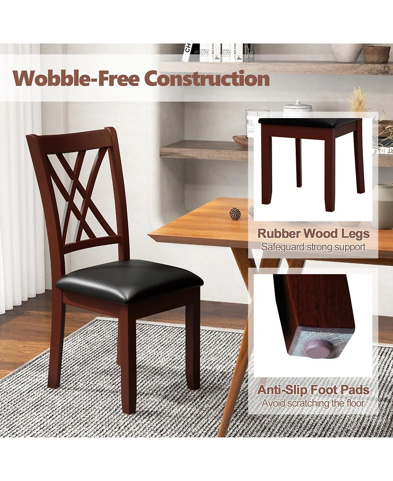 Sugift Set of 2 Dining Chair with Backrest and Padded Seat