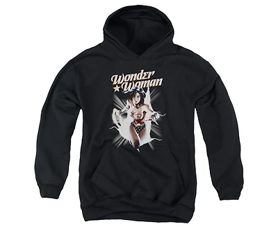 Justice League Boys of America Youth Wonder Woman Break Out Pull Over Hoodie / Hooded Sweatshirt