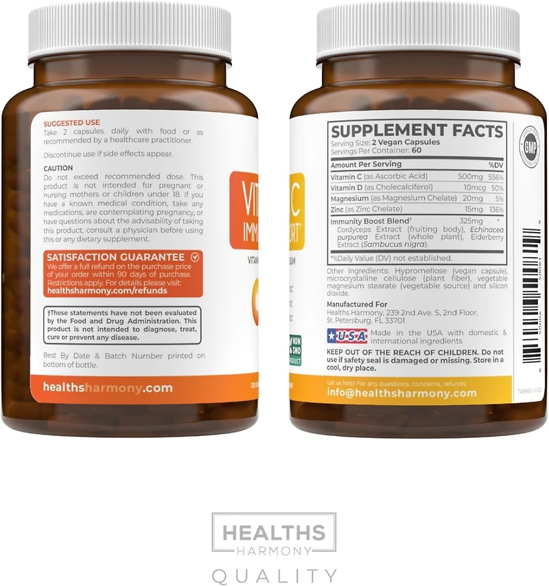 Vitamin C Immune Support Capsules, Health's Harmony