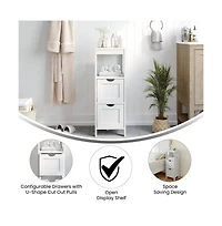 Merrick Lane Delilah 2 Drawer Bathroom Storage Cabinet Organizer With Open Display Shelf