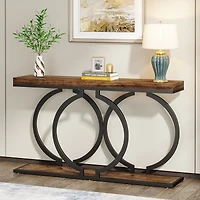 Tribesigns Industrial Console Table, 55 inch Wood Entryway Table Narrow Long Sofa Rustic Accent