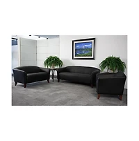 Leathersoft Reception/Living Room Loveseat With Cherry Wood Feet