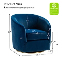 Swivel Accent Chair with Gold Metal Base for Living Room Nursery