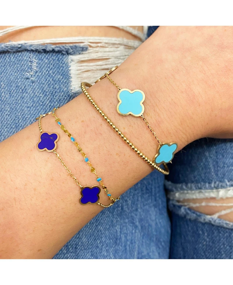 The Lovery Small Lapis Clover Bracelet 14K Gold