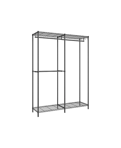 Slickblue Metal Clothing Racks, Heavy-Duty Garment Rack with Adjustable Wire Shelves, Hanging Rods, Hooks