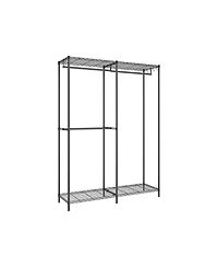 Slickblue Metal Clothing Racks, Heavy-Duty Garment Rack with Adjustable Wire Shelves, Hanging Rods, Hooks