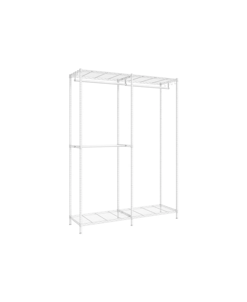 Slickblue Metal Clothing Racks, Heavy-Duty Garment Rack with Adjustable Wire Shelves, Hanging Rods, Hooks