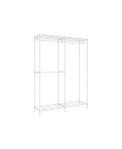 Slickblue Metal Clothing Racks, Heavy-Duty Garment Rack with Adjustable Wire Shelves, Hanging Rods, Hooks