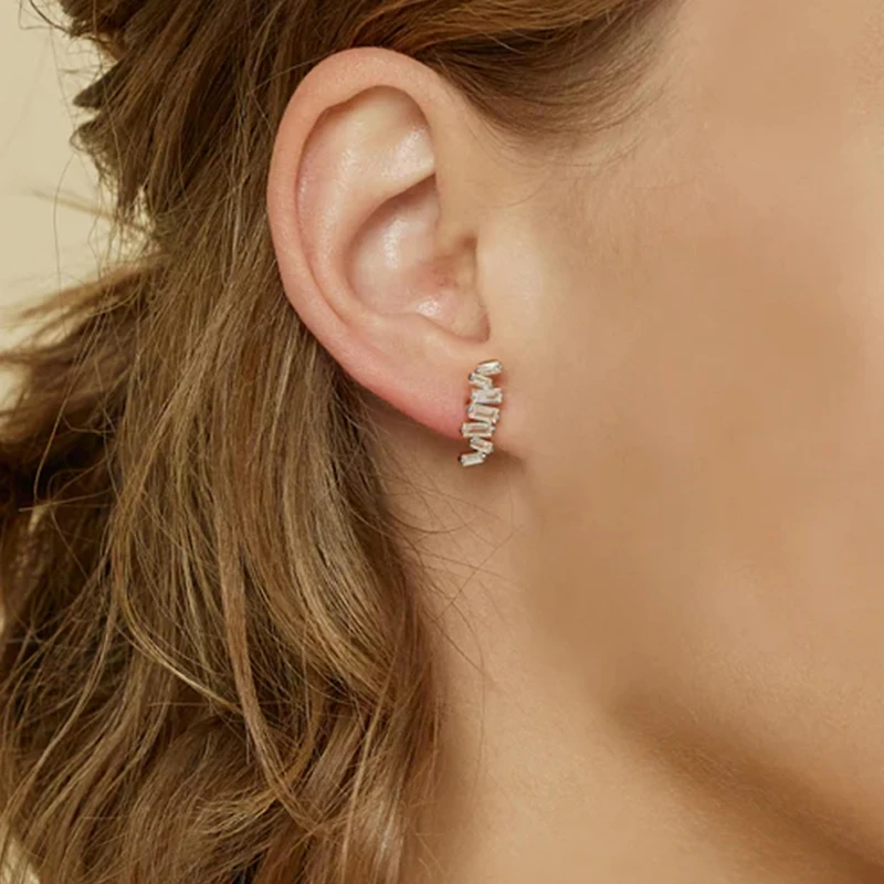 Sterling Silver Zig Zag Shape Stud Earrings