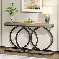 Tribesigns Industrial Console Table, 55 inch Wood Entryway Table Narrow Long Sofa Rustic Accent