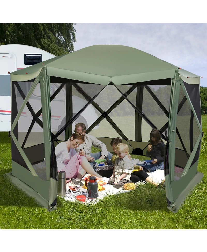 1.5 X 11.5 Ft 6-Sided Pop-up Screen House Tent With 2 Wind Panels for Camping
