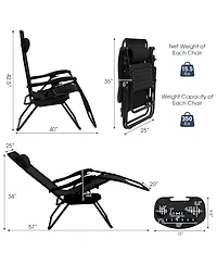 Inolait Sugift 2 Pieces Folding Lounge Chair with Zero Gravity