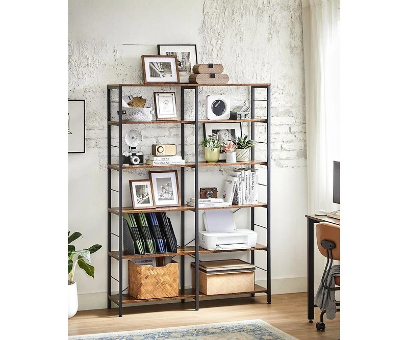 6-tier Bookshelf with X-Bar, Anti-Tip Kit