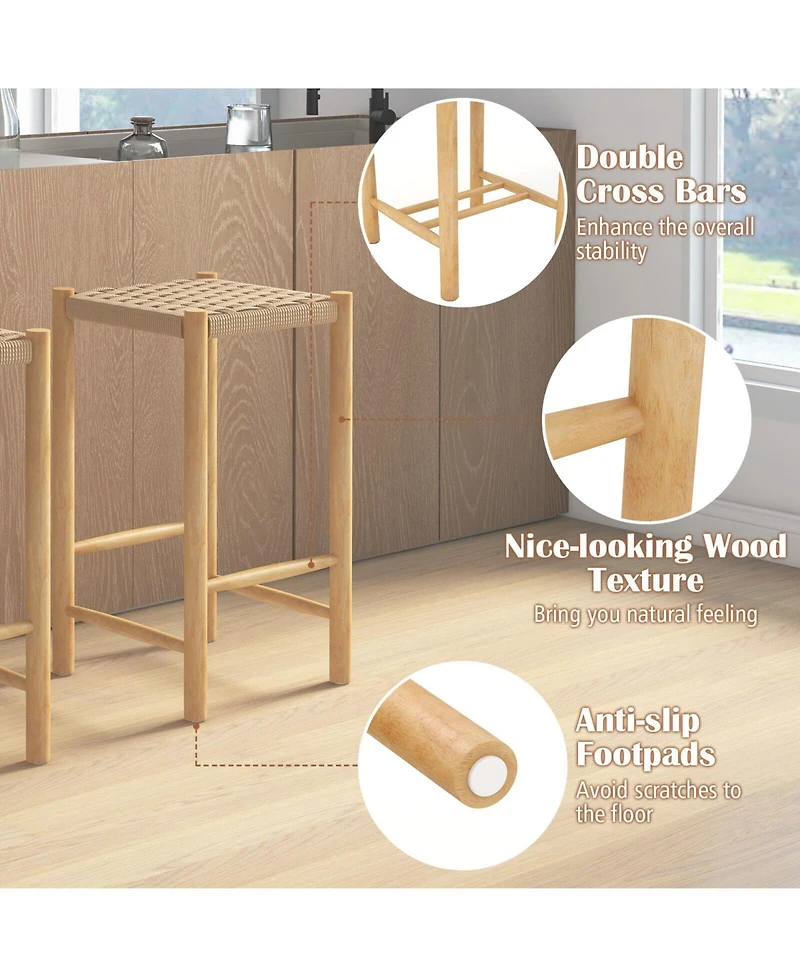 Sugift 26 Inch Dining Bar Stool Set of 2