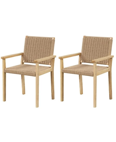 Sugift Indoor Outdoor Wood Chair Set of 2