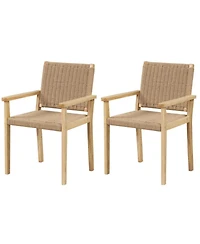 Sugift Indoor Outdoor Wood Chair Set of 2