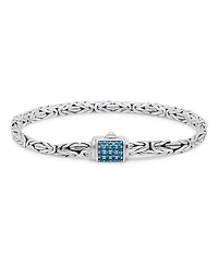 Devata Swiss Blue Topaz & Borobudur Oval 5mm Chain Bracelet Sterling Silver