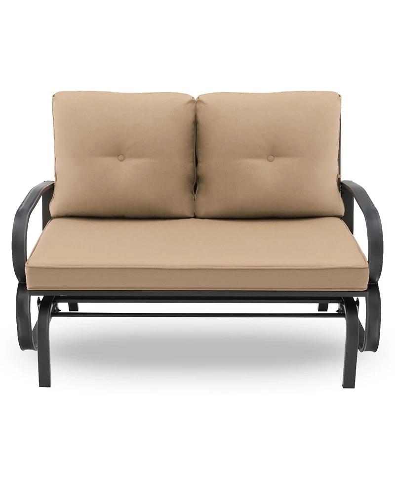 Sugift Patio 2-Person Glider Bench Rocking Loveseat with Cushioned Armrest