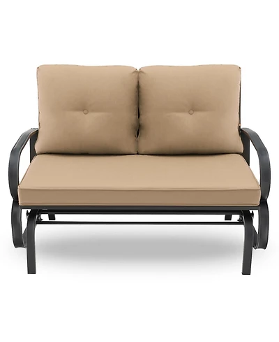 Sugift Patio 2-Person Glider Bench Rocking Loveseat with Cushioned Armrest