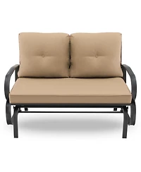Sugift Patio 2-Person Glider Bench Rocking Loveseat with Cushioned Armrest