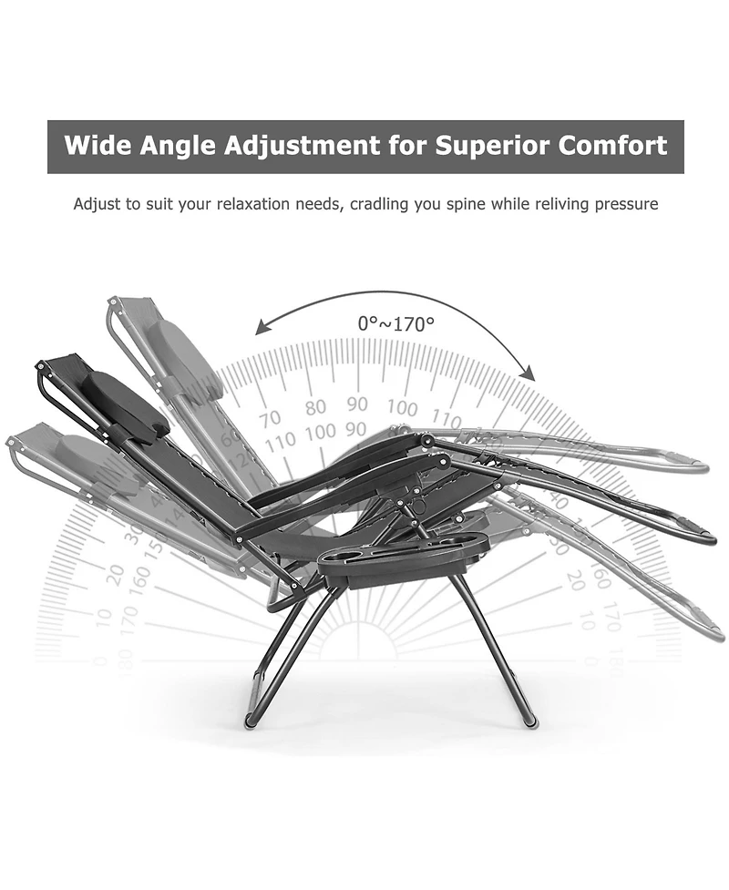 Inolait Sugift Folding Recliner Lounge Chair with Shade Canopy Cup Holder