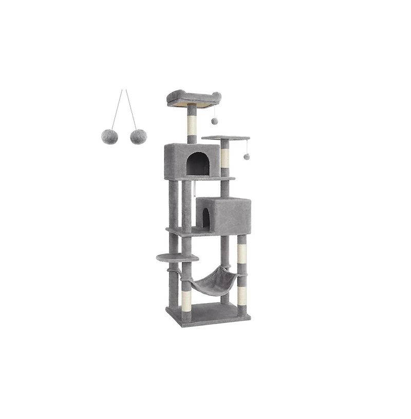 Slickblue Cat Tree Tower With Hammock, Basket, Scratching Posts, Cat Caves, Plush Perches, Cat Activity Center