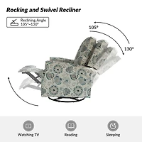 Hulala Home Evelia Floral Swivel Rocker Manual Recliner