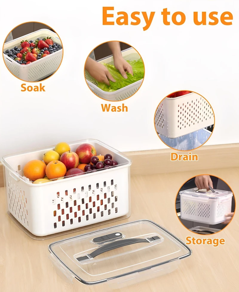 6 Piece Food Storage Container Set with Colander and Divider Plates