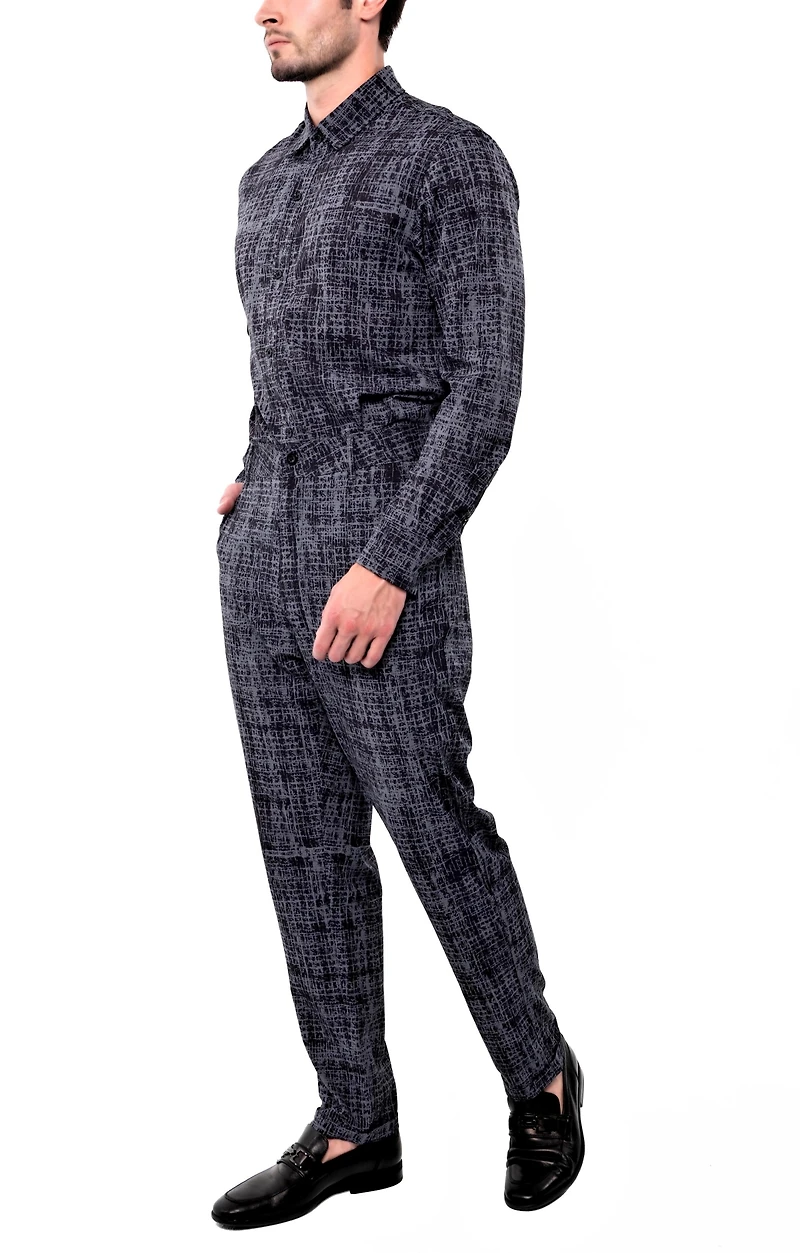 Dai Moda Men's Retro Drip Long Sleeve Shirt