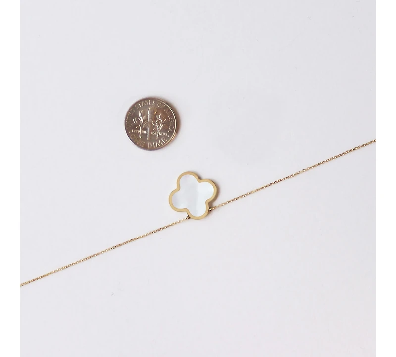 The Lovery Mother of Pearl Single Clover Necklace 14K Gold