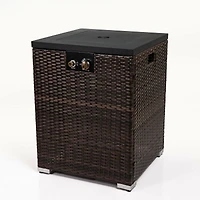 Streamdale Wicker Fire Pit Column With Glass Wind Guard