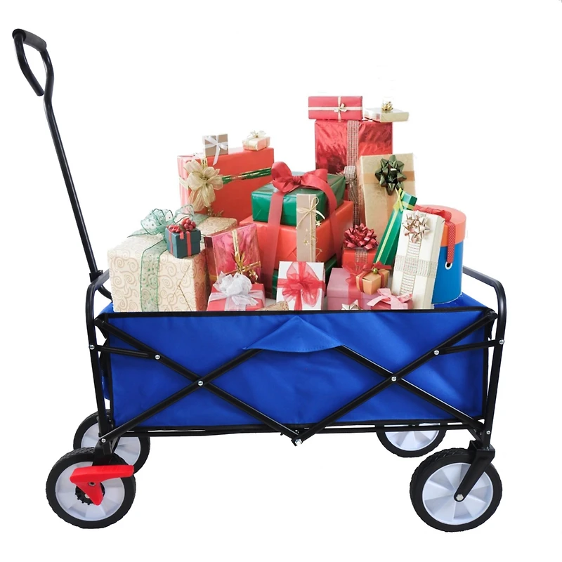 Streamdale Folding Wagon Garden Shopping Beach Cart (Blue)