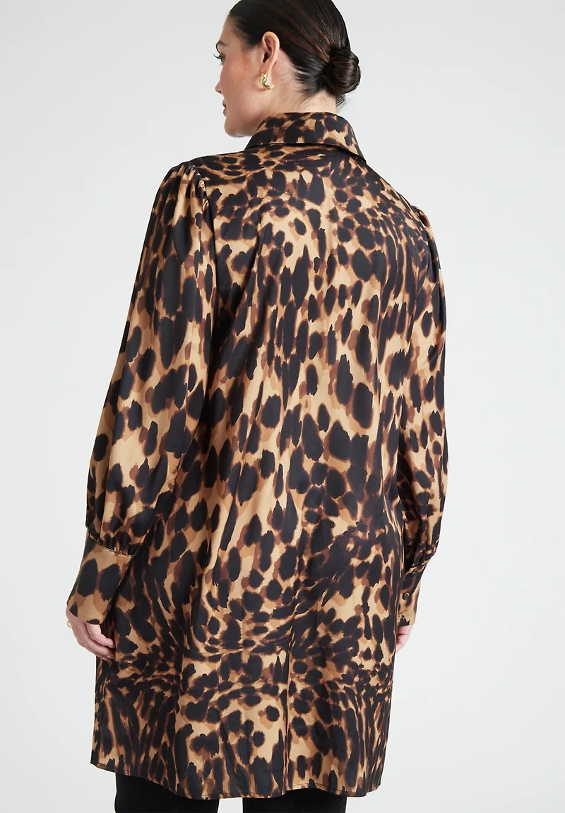 Eloquii Women's Plus Leopard Bow Tie Mini Dress