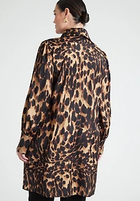 Eloquii Women's Plus Leopard Bow Tie Mini Dress