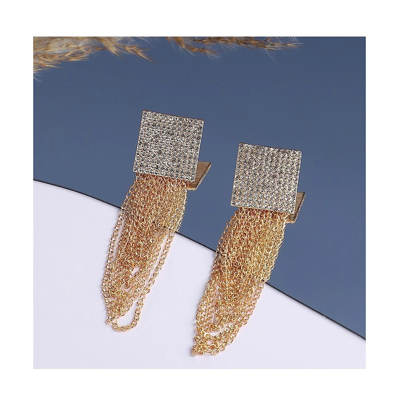 Sohi Women's White Chain Drop Earrings